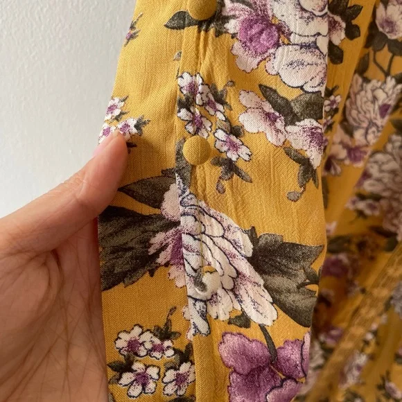 American Eagle Floral printed Yellow Maxi Dress with Slip - Picture 9 of 17